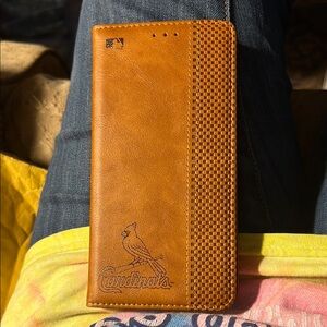 Brown Leather Folio Phone Case with Textured Design